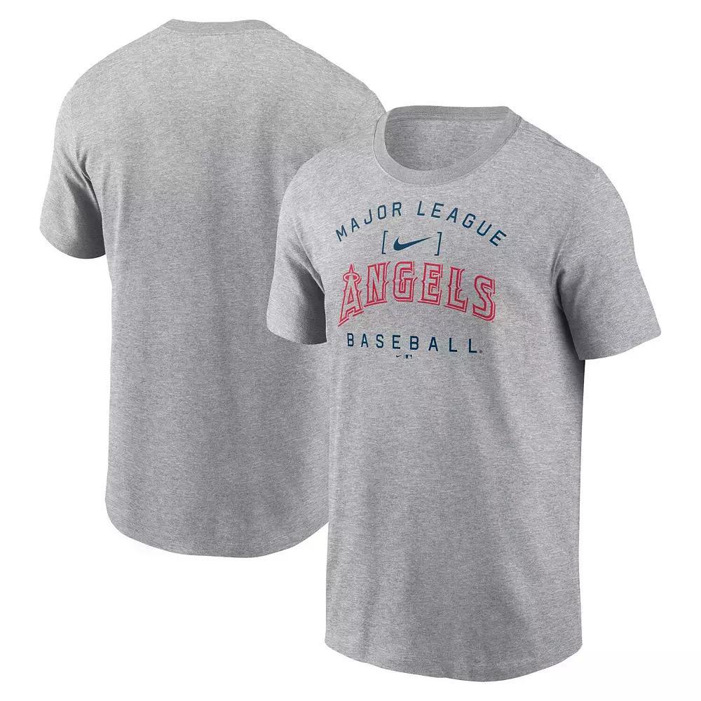 Men's Nike Heather Gray Los Angeles Angels Home Team Athletic Arch T-Shirt, Size: Small, Grey Product Image