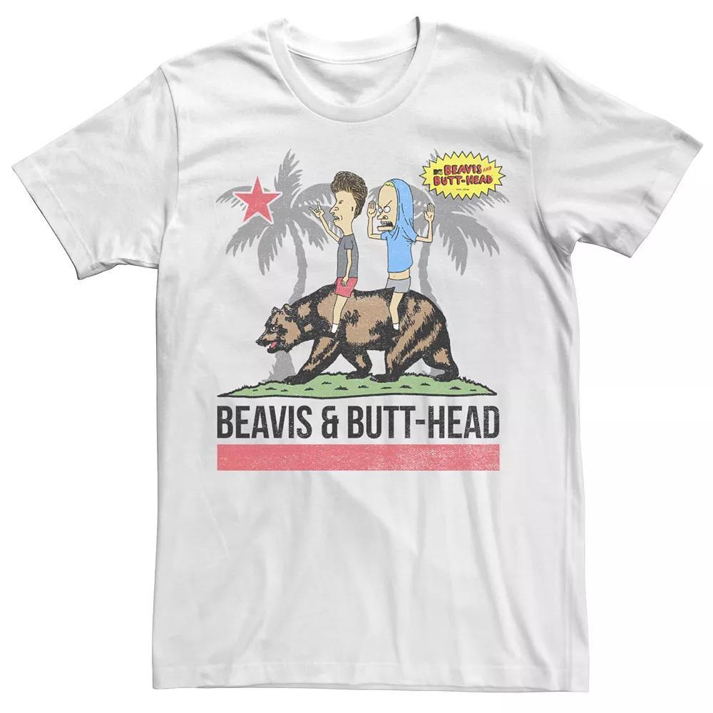 Men's Beavis And Butthead Bear California Flag Tee, Size: XL, White Product Image