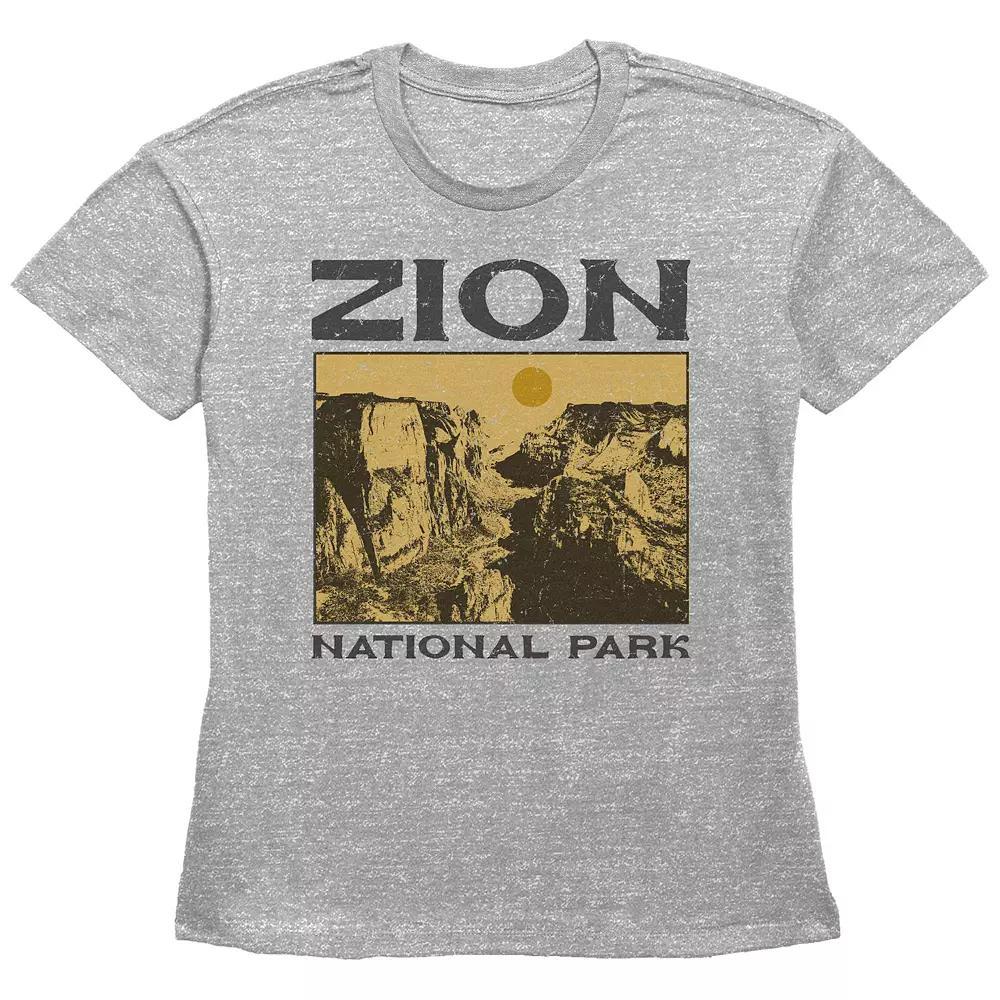 Women's Fifth Sun Zion National Park Landscape Short Sleeve Graphic Tee, Girl's, Size: Small, Grey Gray Product Image