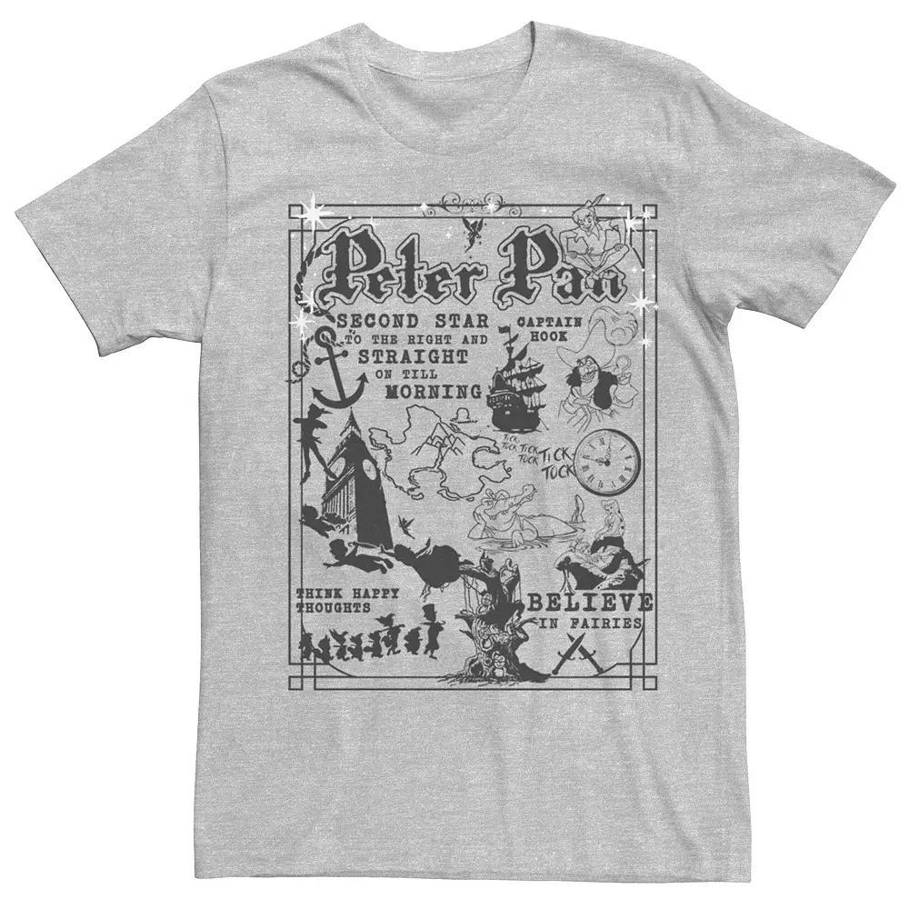 Disneys Peter Pan Mens Vintage Poster Tee Athletic Grey Product Image