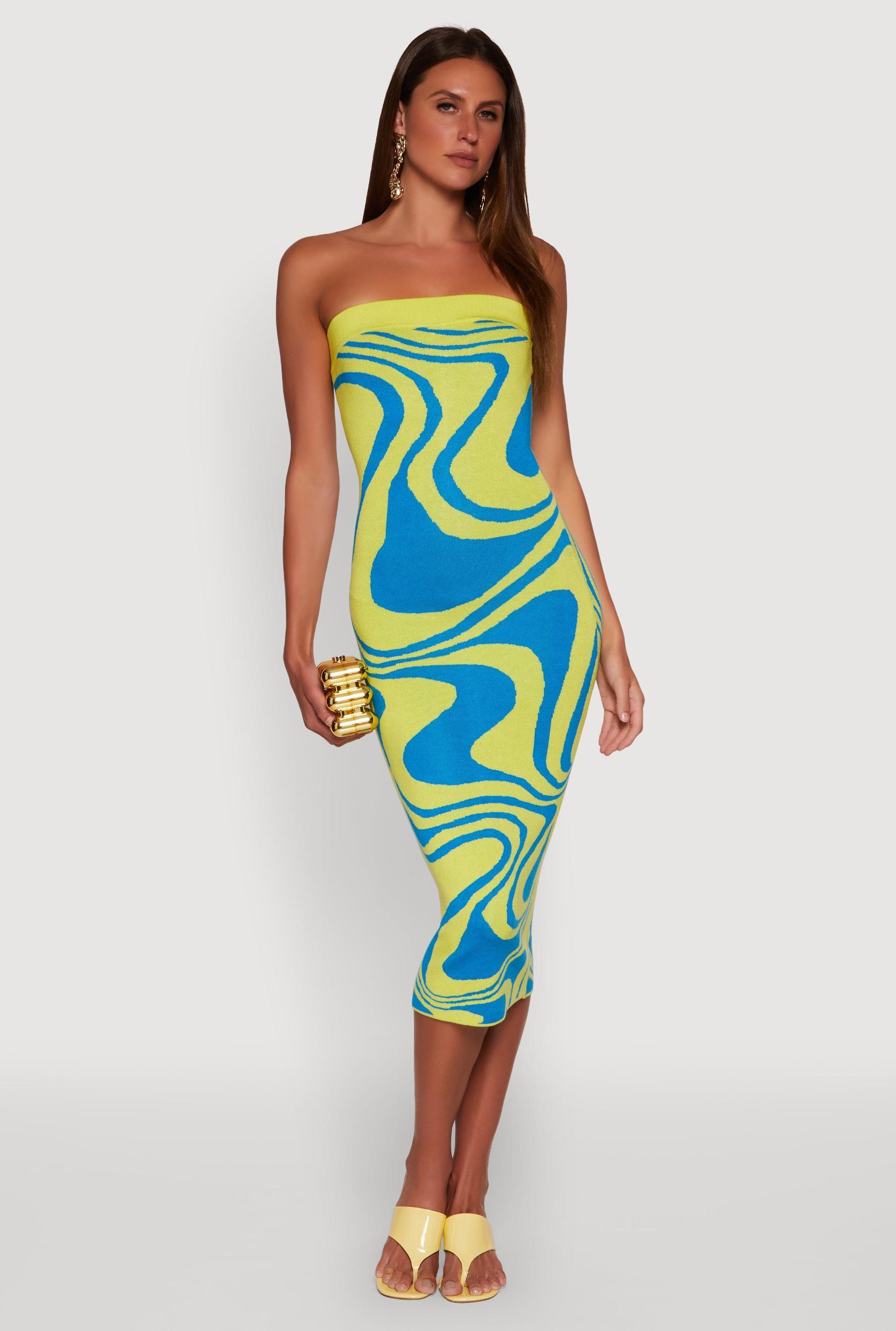 Womens Swirl Print Midi Tube Dress Product Image
