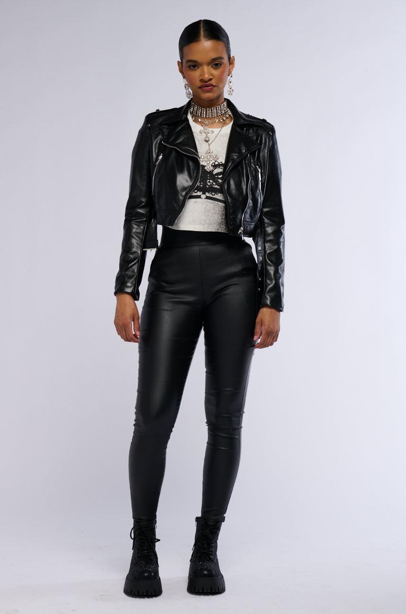 AMMO x AKIRA BIG BOOTY HIGH WAIST PLEATHER PANT WITH 4 WAY STRETCH Product Image