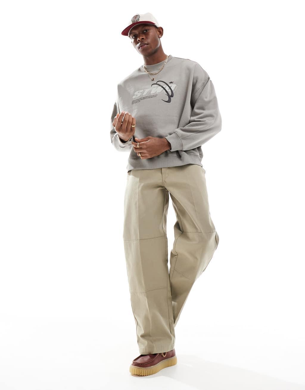 Pull&Bear STWD sweatshirt in light gray Product Image