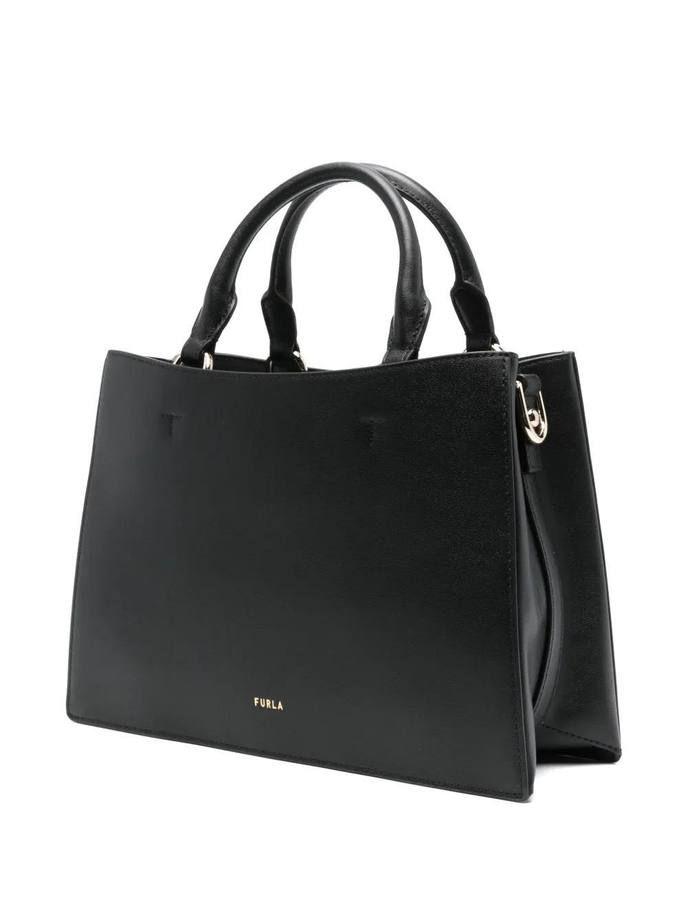 FURLA Nuvola Leather Tote Bag In Black Product Image