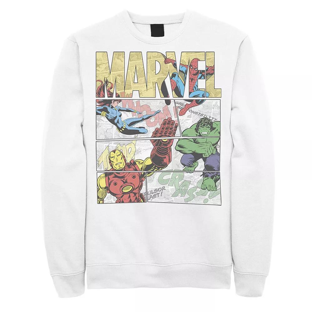 Men's Marvel Retro Avengers Comic Panel Build-Up Sweatshirt, Size: XL, White Product Image