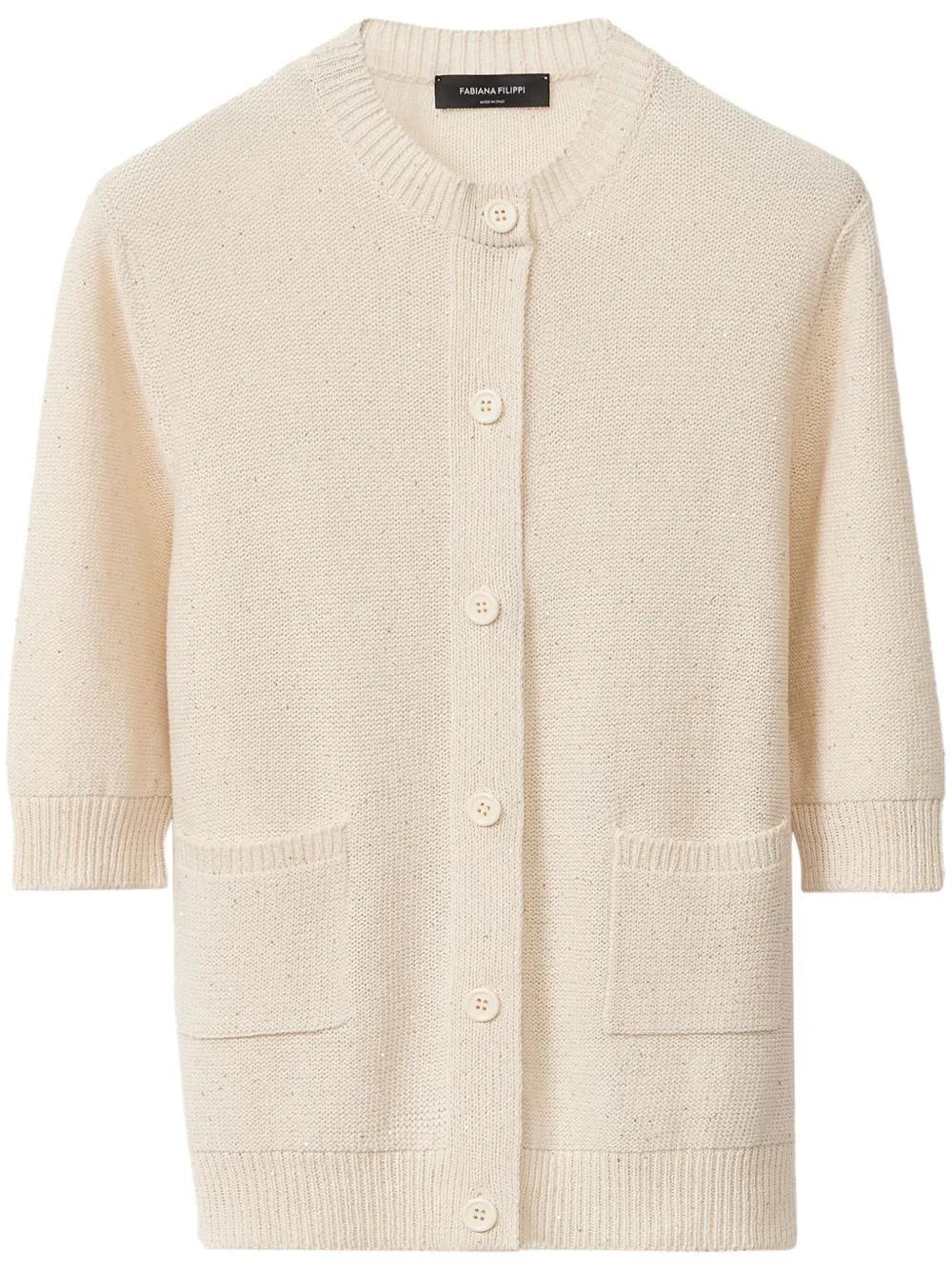 FABIANA FILIPPI Three-quarter-sleeved Cardigan In White Product Image