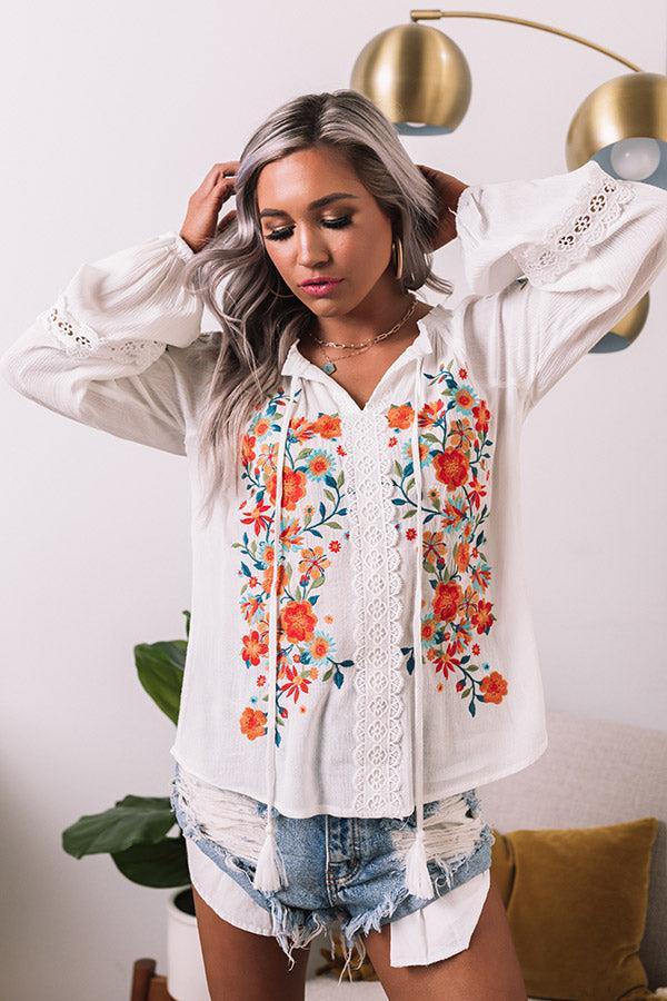 Dune Dreaming Embroidered Top In White Product Image