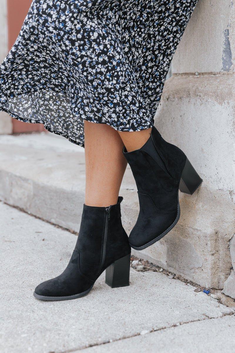 Black Cammy Heeled Booties - FINAL SALE Female Product Image