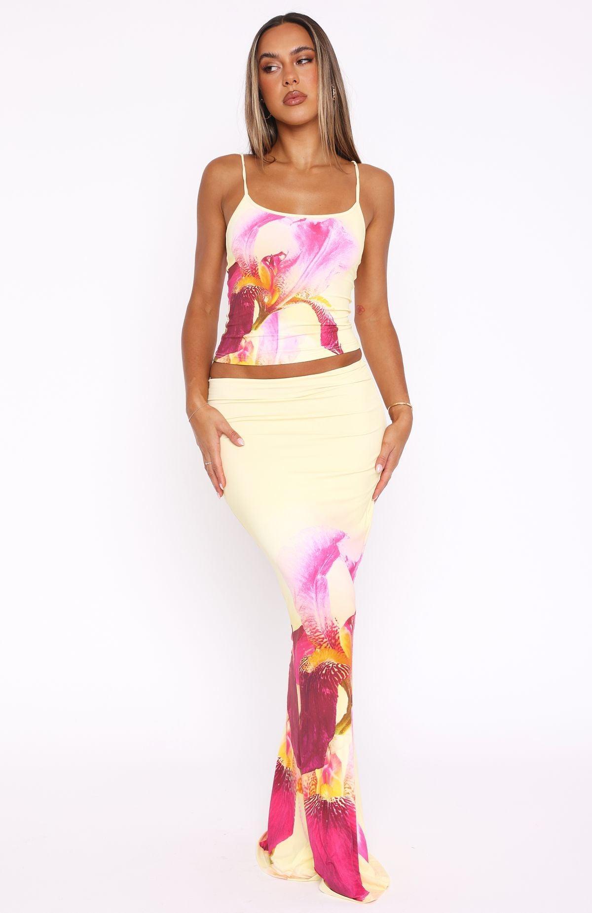 Ex Best Friend Maxi Skirt Lemon Spritz Product Image