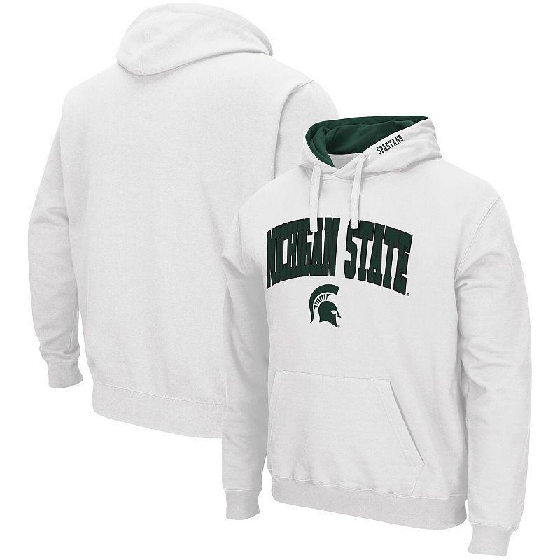 Men's Colosseum White Michigan State Spartans Arch & Logo 3.0 Pullover Hoodie, Size: XL Product Image