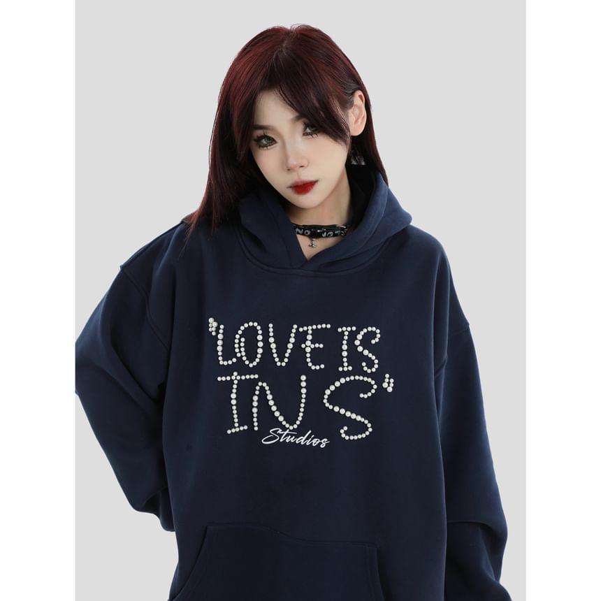 Couple Matching Lettering Loose Fit Hoodie Product Image