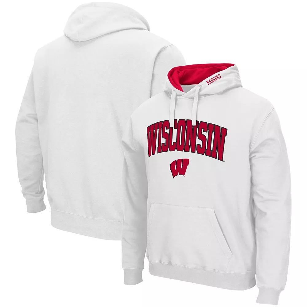 Men's Colosseum White Wisconsin Badgers Arch & Logo 3.0 Pullover Hoodie, Size: XL Product Image