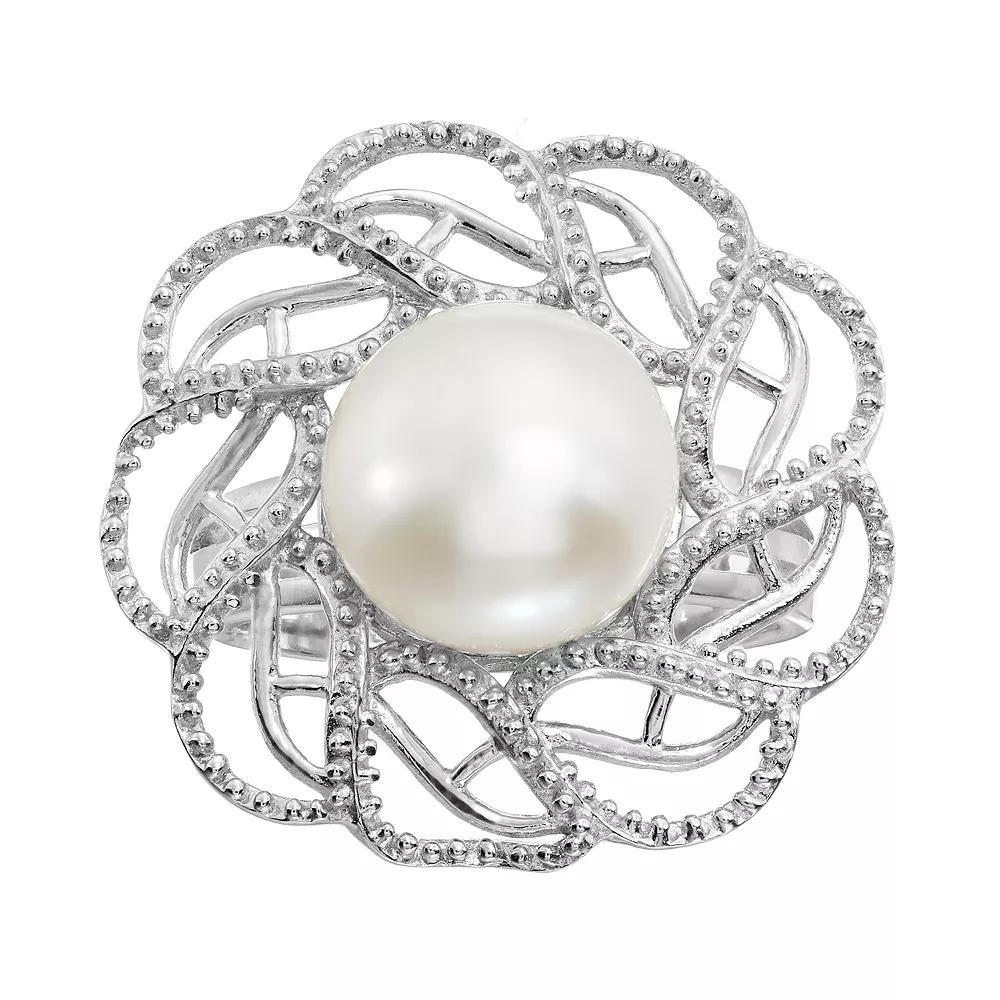 Freshwater Cultured Pearl Sterling Silver Openwork Flower Ring, Women's, Size: 6, White Product Image