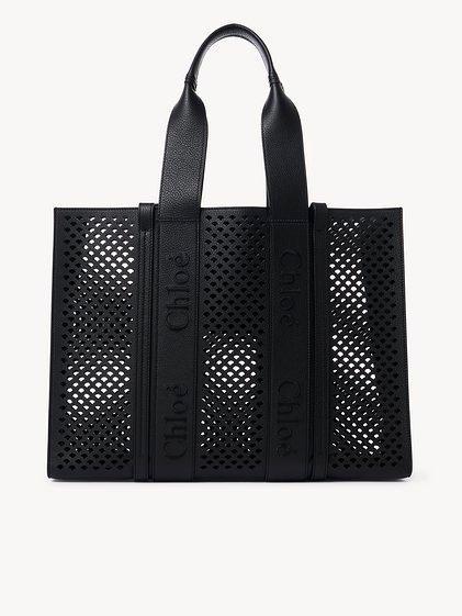 Large Woody tote bag in grained leather Product Image