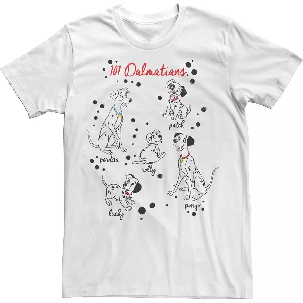 Disney's 101 Dalmatians Puppy Names Men's Tee, Size: Medium, White Product Image