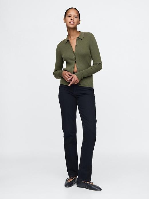 CashSoft Rib Polo Cardigan Product Image