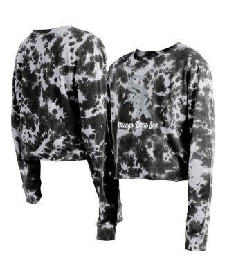 Women's New Era Black Chicago White Sox Tie-Dye Cropped Long Sleeve T-Shirt, Size: Large Product Image