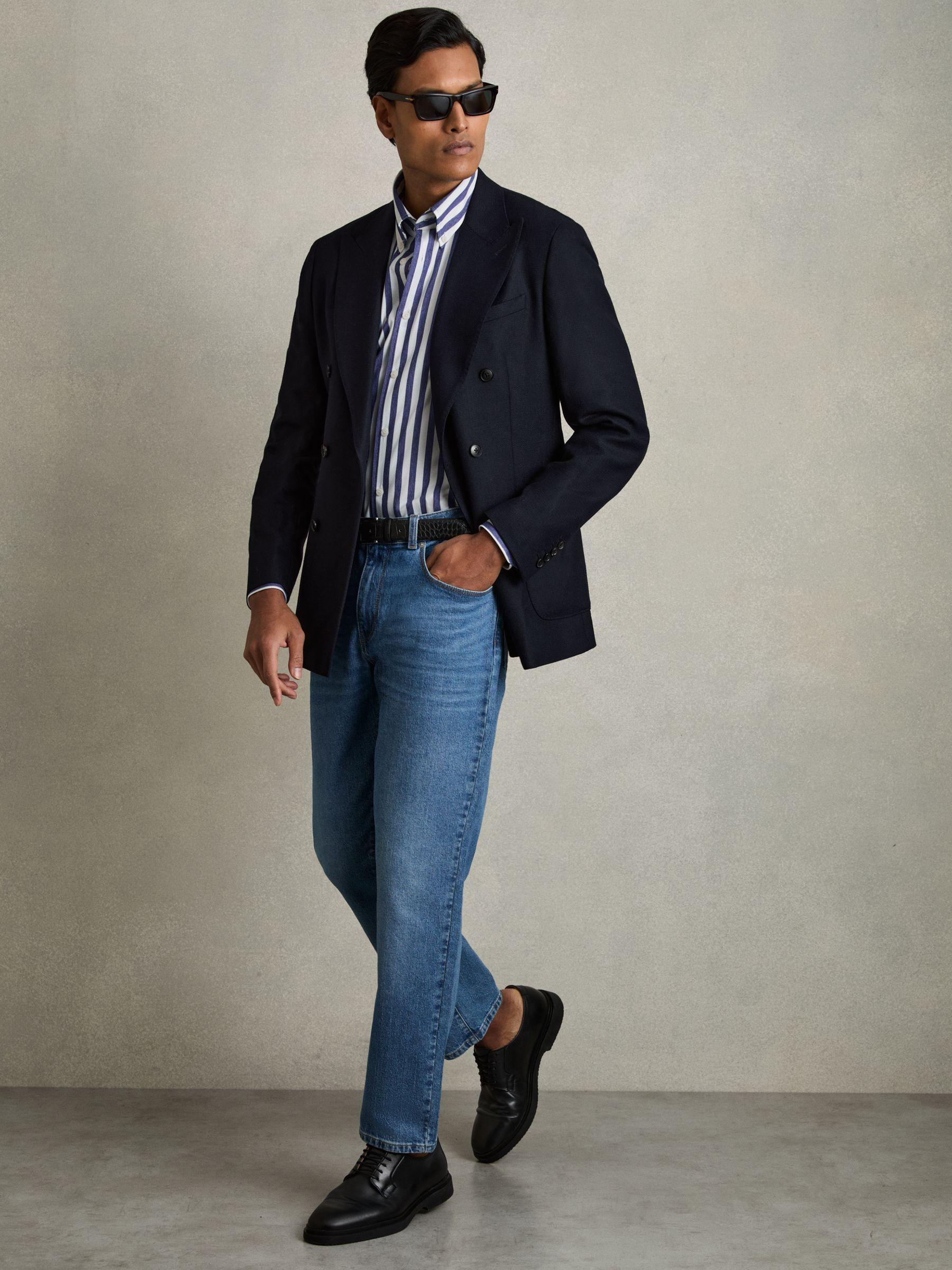 Regular-Fit Wool-Blend Suit Trousers in Blue Product Image