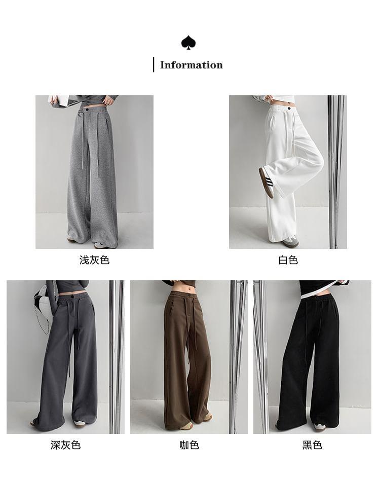 Drawstring-Waist Wide-Leg Sweatpants With Side Pockets in 5 Colors Product Image