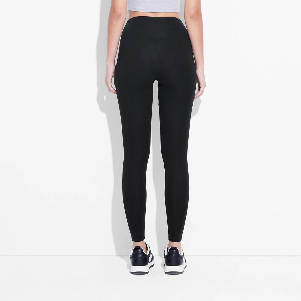 Women's High-Waisted Value Leggings - Wild Fable™ M: Cotton Spandex Knit, Slim Fit, Elastic Waistband Product Image