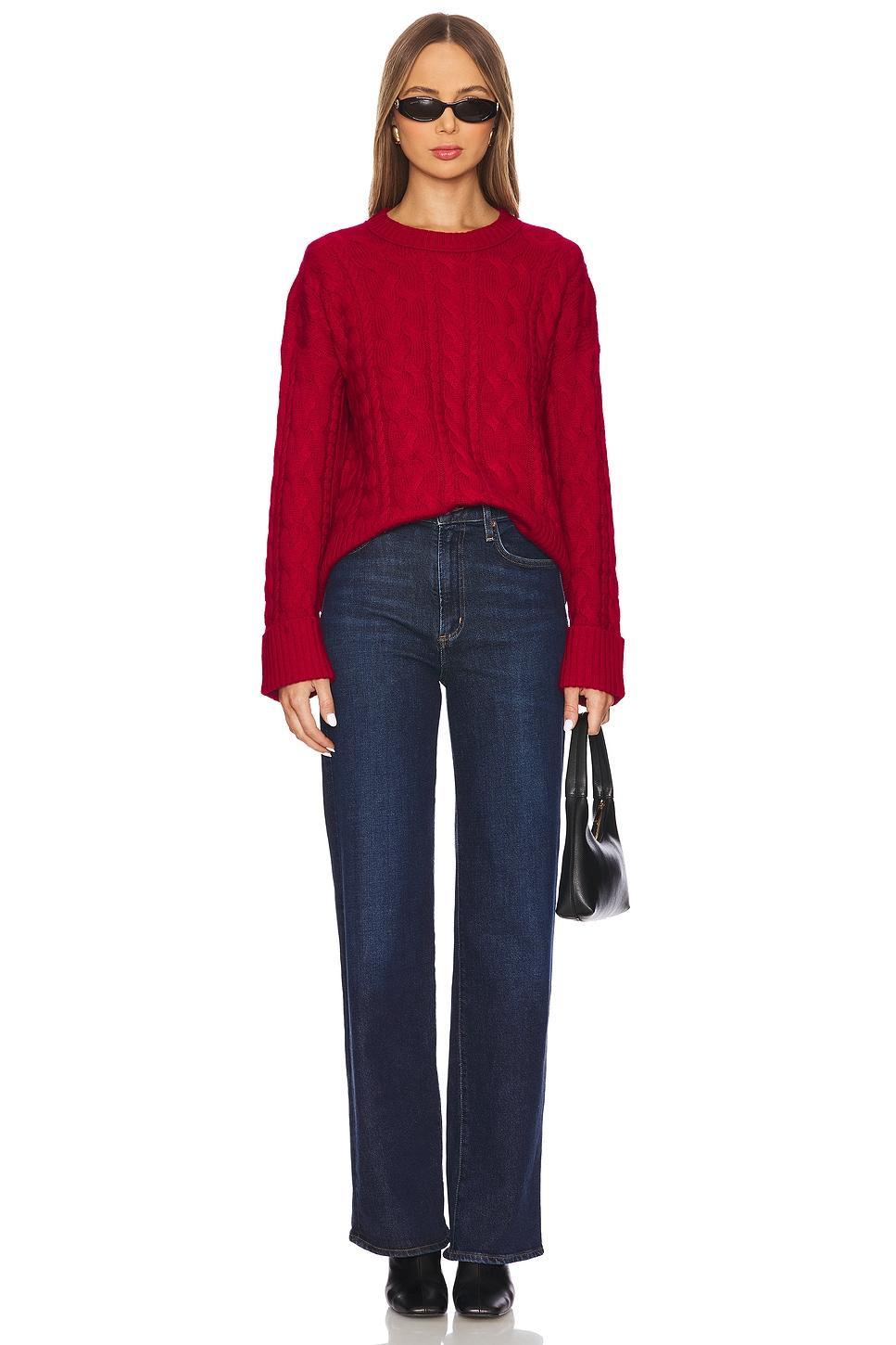 Oversize Cable Crew With Turn Back Cuffs Autumn Cashmere Product Image