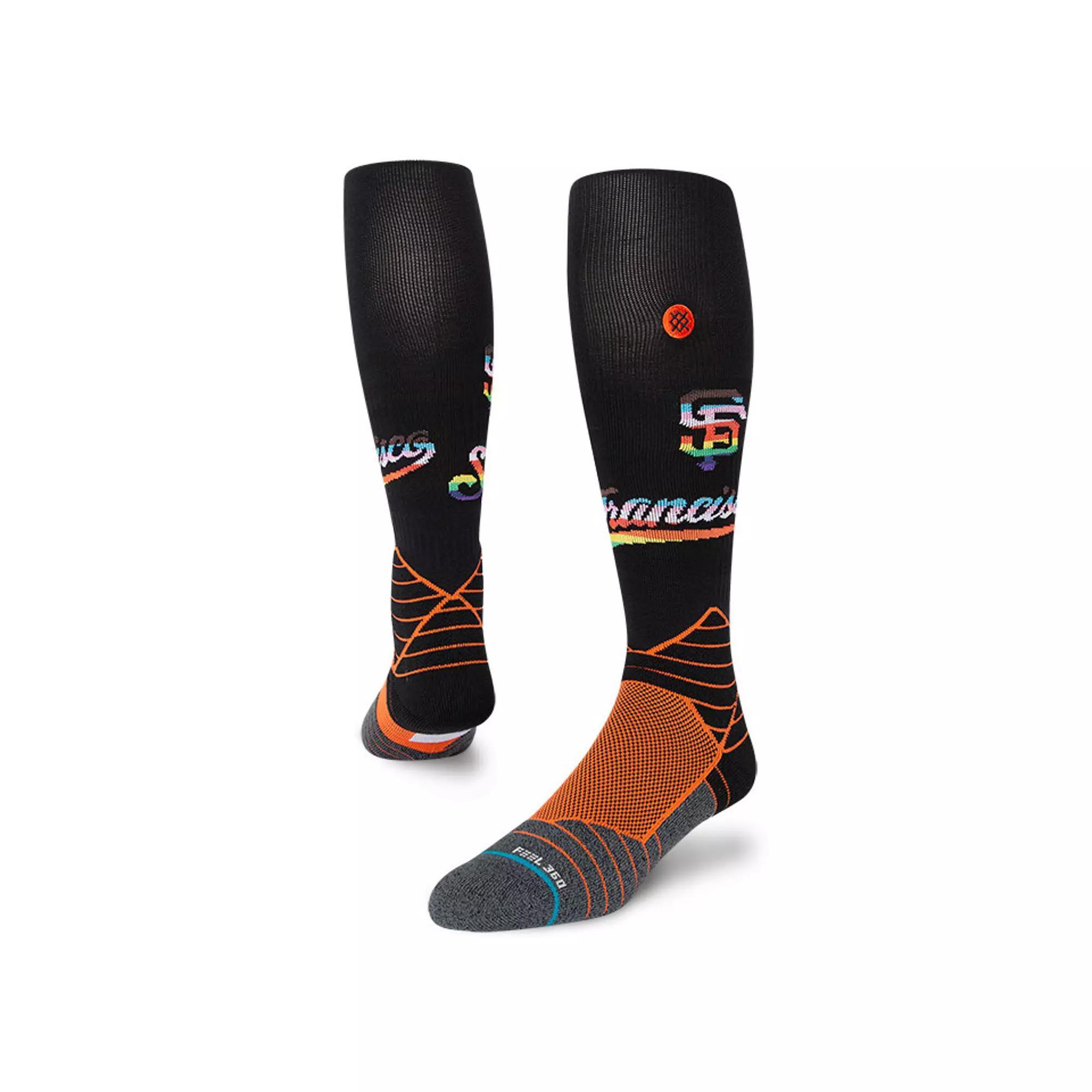 Men's Stance Black/Orange San Francisco Giants Pride Diamond Pro Over the Calf Socks, Size: Large Product Image