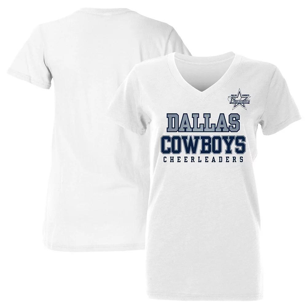 Women's White Dallas Cowboys Cheerleaders V-Neck T-Shirt, Size: 2XL Product Image