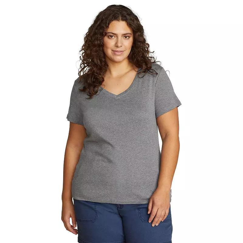 Plus Size Eddie Bauer Short Sleeve Favorite V-Neck Tee, Womens Medium Grey Grey Product Image