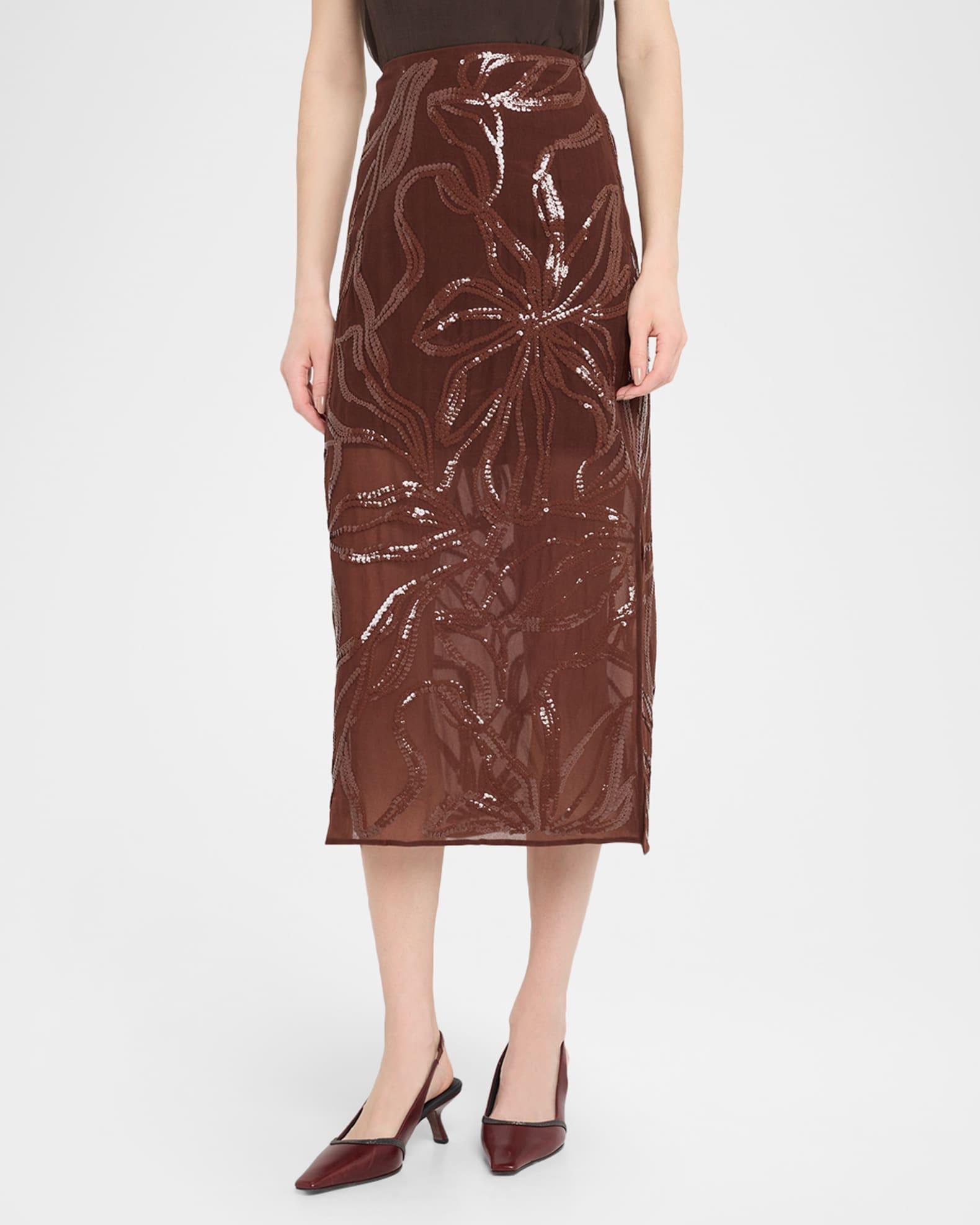 Sequined Georgette Midi Skirt Product Image