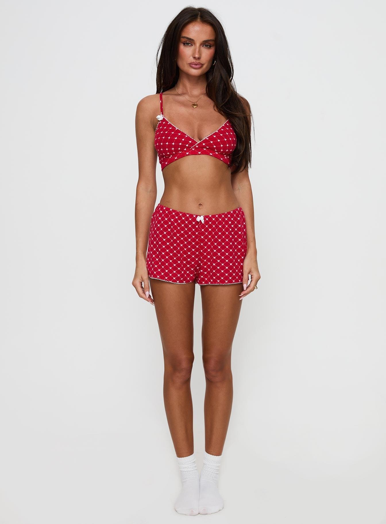 Slumber Pointelle Sleep Bralette Red Product Image