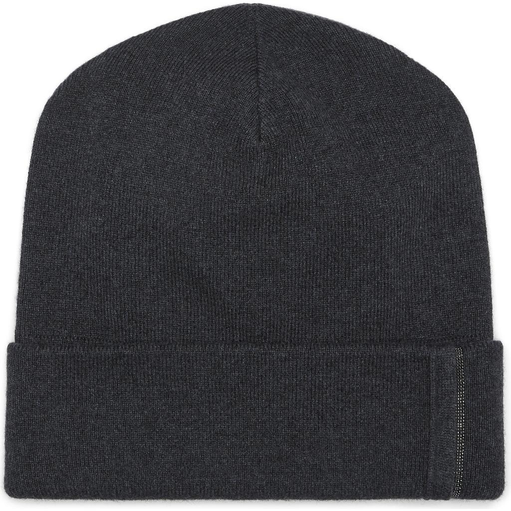 BRUNELLO CUCINELLI Cashmere Rib Knit Beanie With Monili In Lignite Grey Product Image