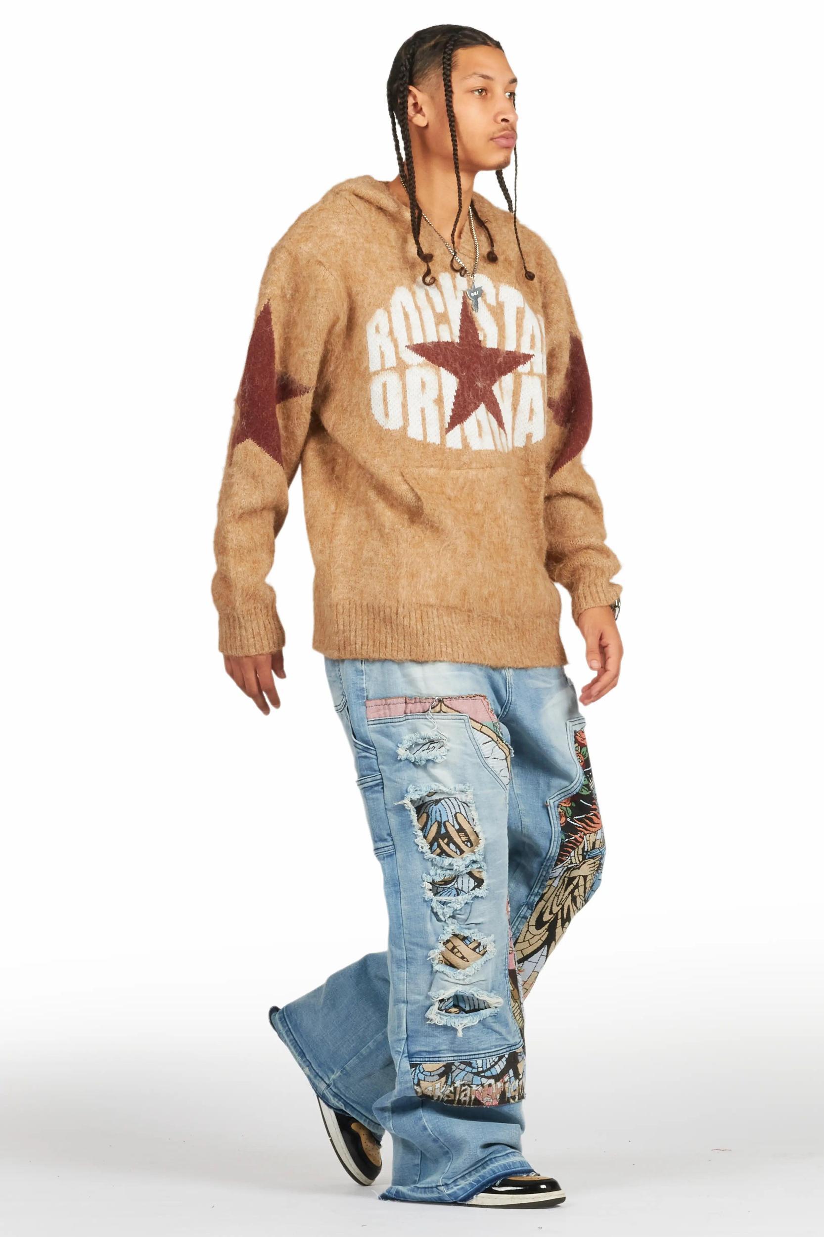 Nasheaka Brown Graphic Mohair Hoodie Female Product Image