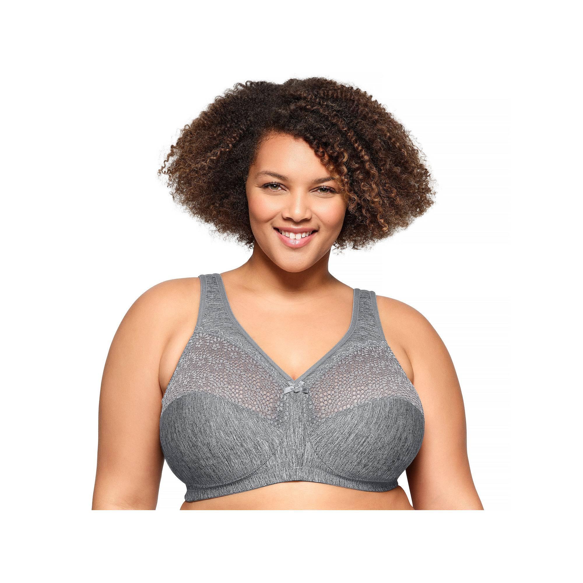 Plus Size Glamorise Full-Figure MagicLift Moisture Control Wirefree Bra 1064, Women's, Size: 42 C, Gray Grey Product Image