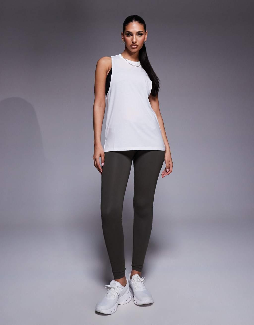 4505 quick dry performance jersey dropped armholes tank top in white  Product Image