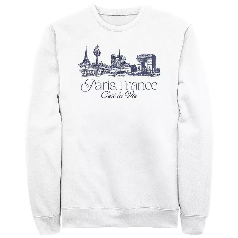 Men's Paris, France C'est La Vie Fleece, Size: Large, White Product Image