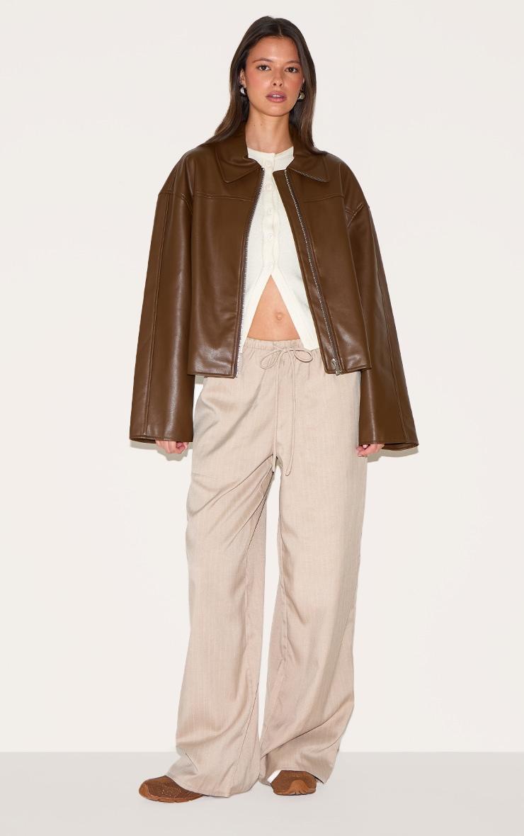 Brown Zip Through Pu Jacket Product Image