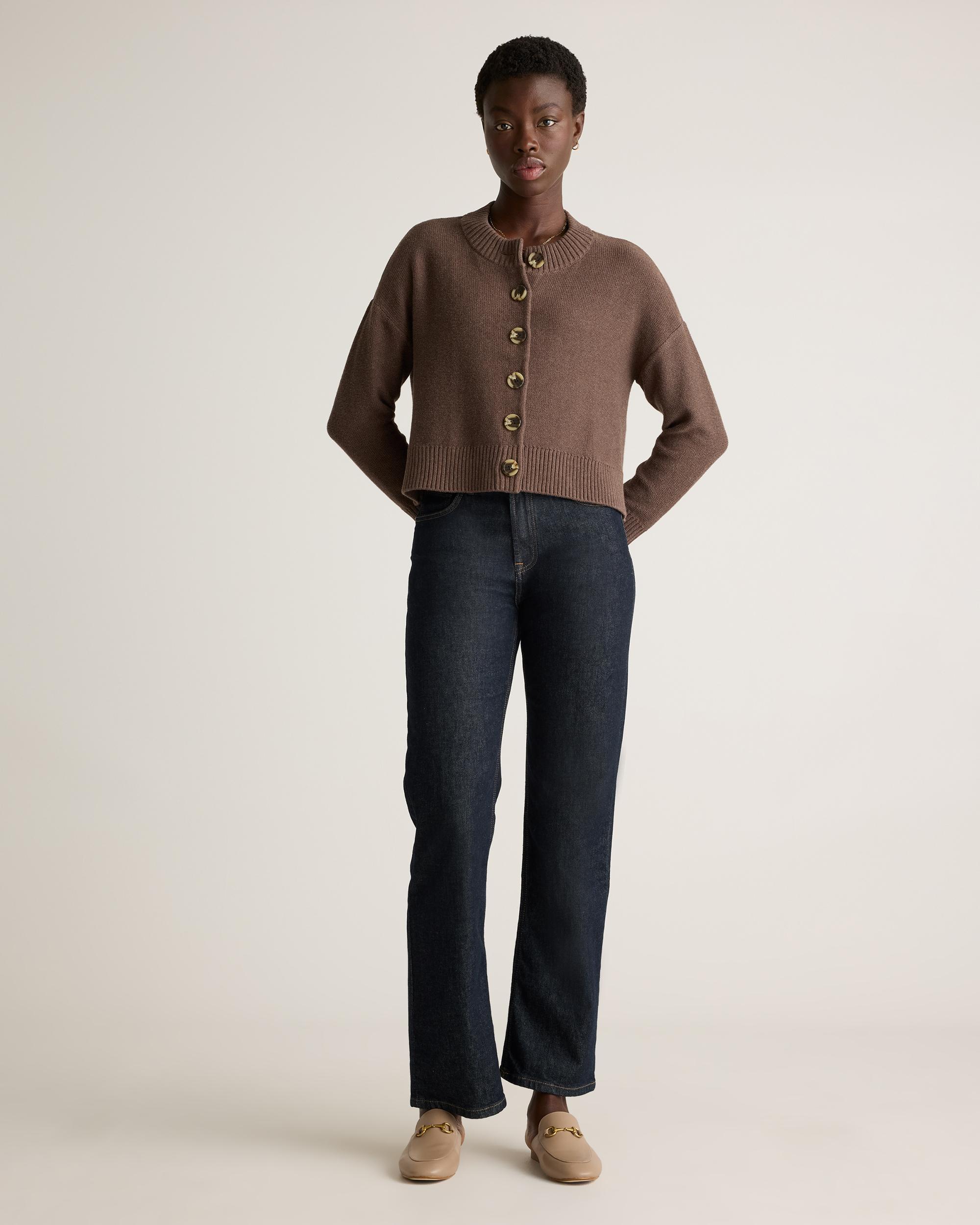 Quince | Women's Cropped Cardigan Sweater Size XL, Organic Cotton Product Image