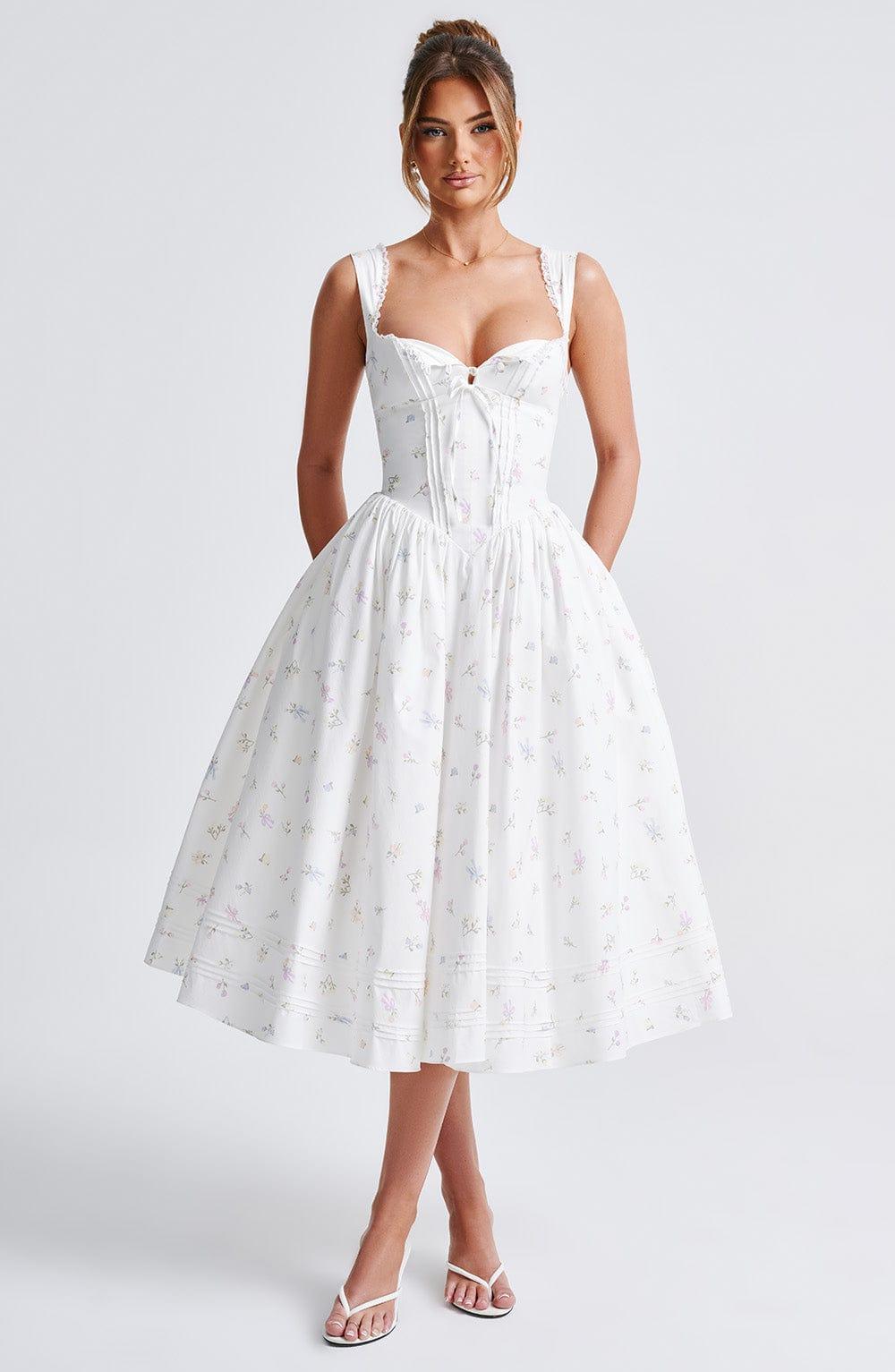 Marlena Midi Dress - White Multi Floral Print Product Image