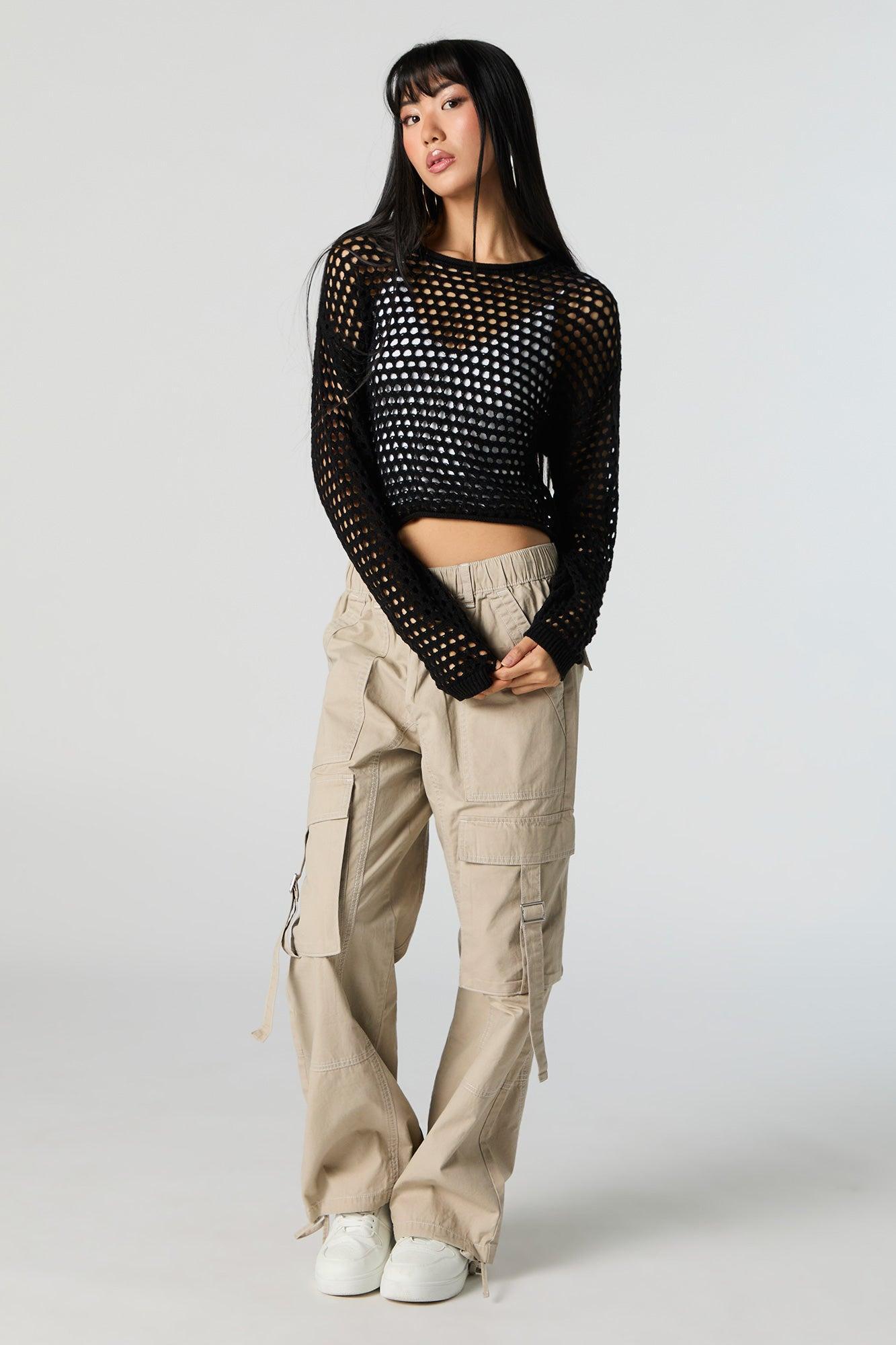 Wide Open Knit Cropped Sweater Female Product Image