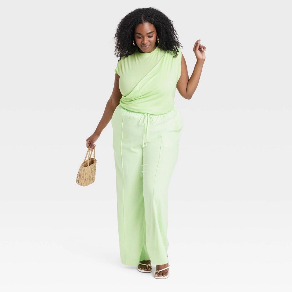 Womens Slim Fit Drape Wrap T-Shirt - A New Day Lime 4X Product Image