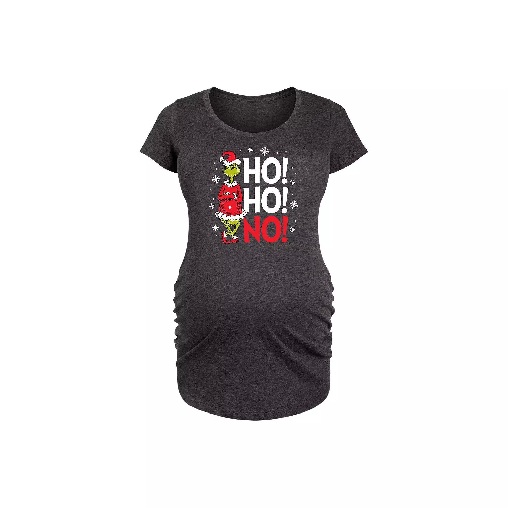 Maternity The Grinch Ho Ho No Graphic Tee, Womens Heather Grey Product Image