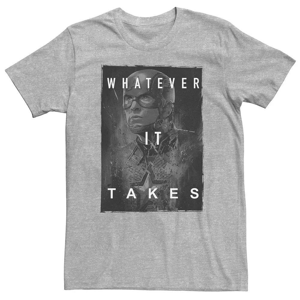 Big & Tall Marvel Avengers Endgame Captain America What Ever It Takes Poster Tee, Men's, Size: XXL Tall, Athletic Grey Product Image