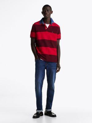Relaxed Fit Denim Collar Rugby Stripe Polo Product Image