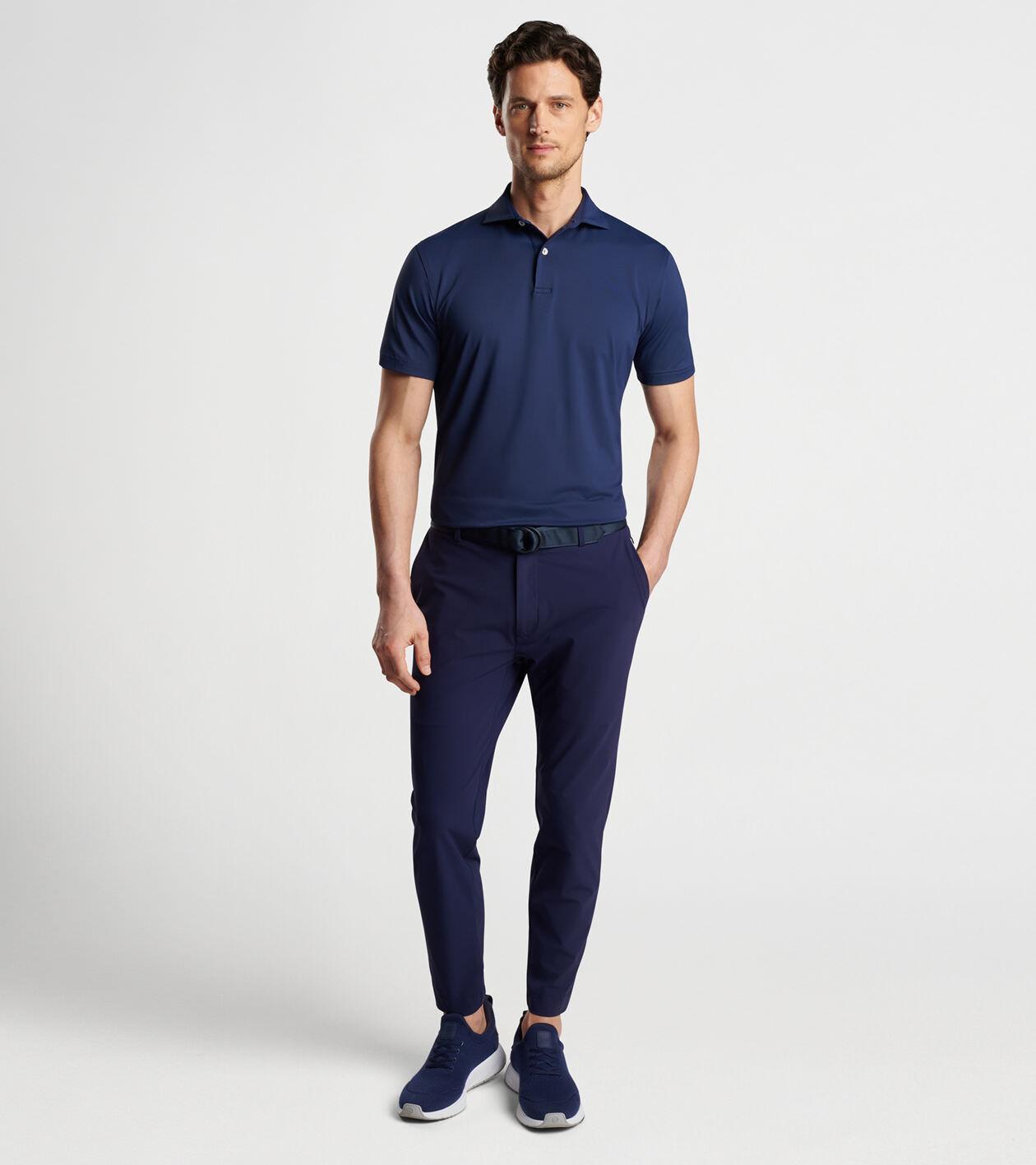 Peter Millar Mens Croxley Long-Sleeve Polo | Color: Navy | Size: S Product Image