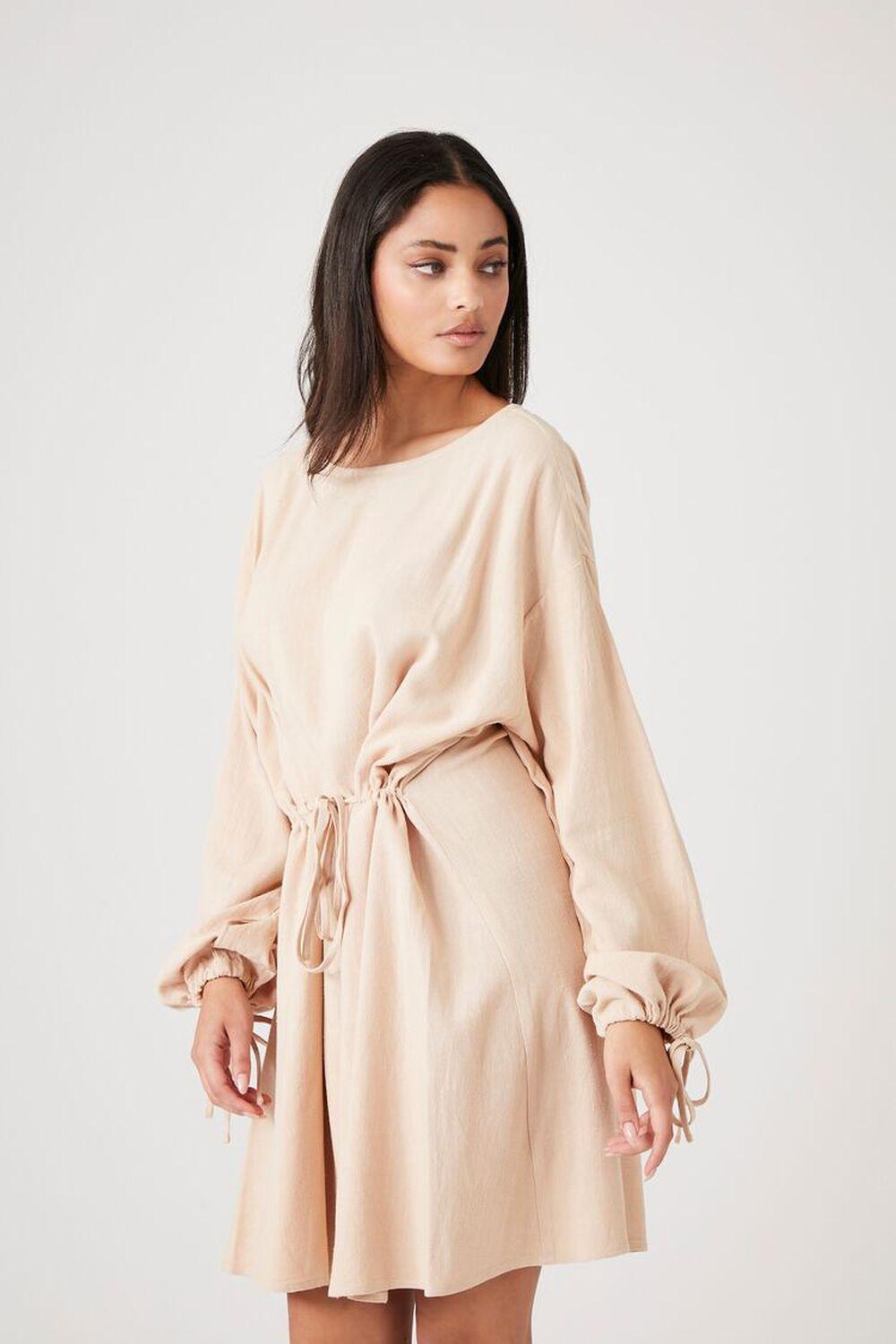 Balloon-Sleeve Drawstring Mini Dress | Forever 21 Product Image