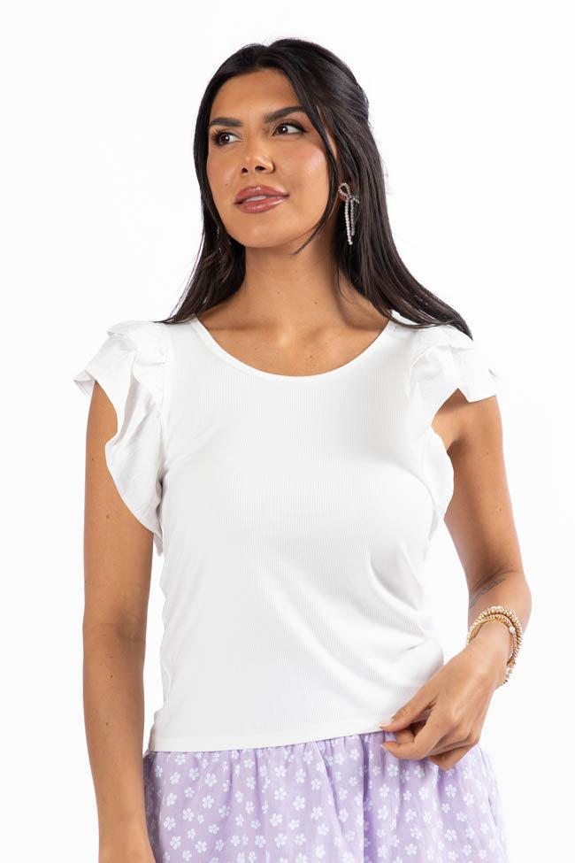Pretty Thoughts Ivory Eyelet Sleeve Knit Top SALE Product Image
