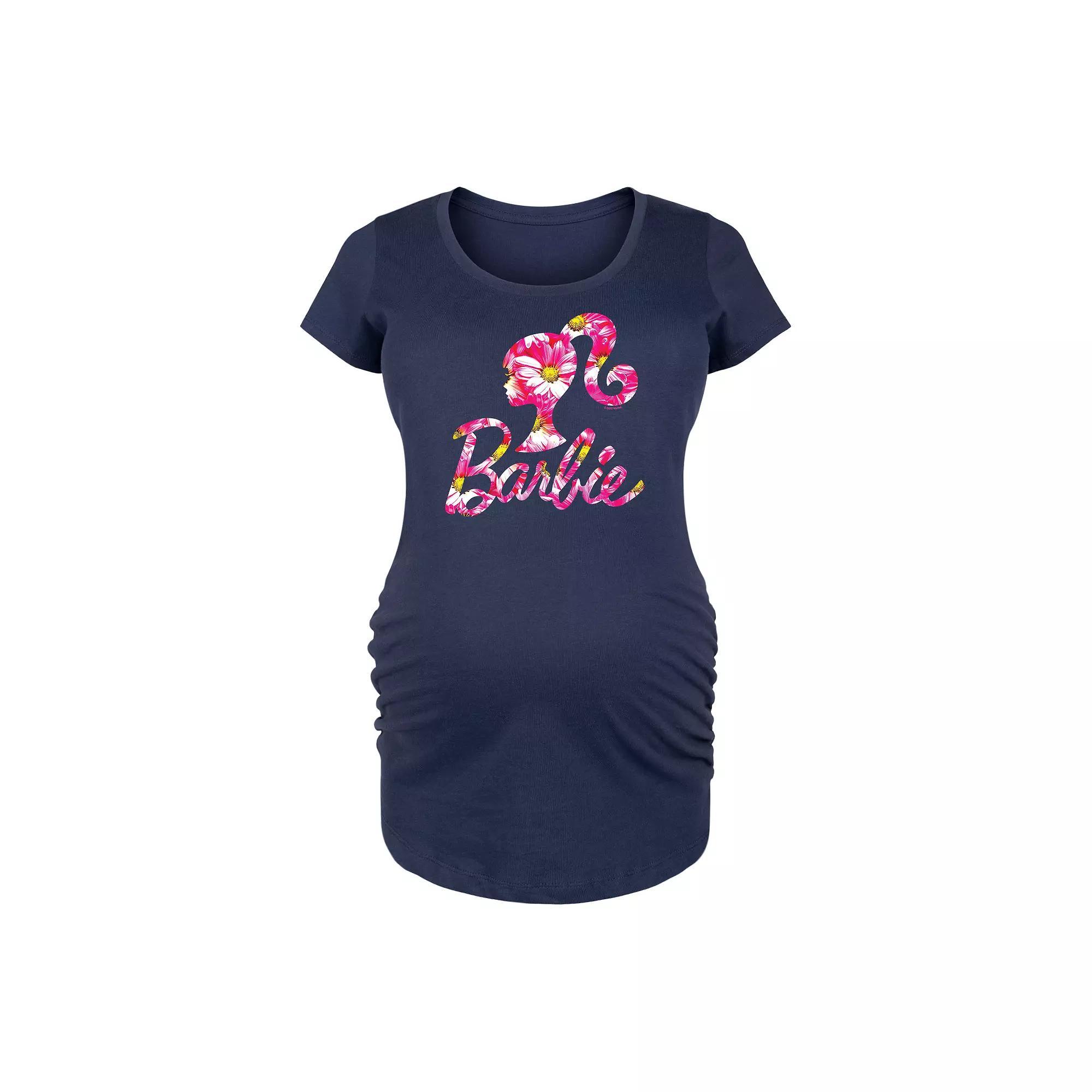 Maternity Barbie Pink Daisy Logo Graphic Tee, Womens Blue Product Image