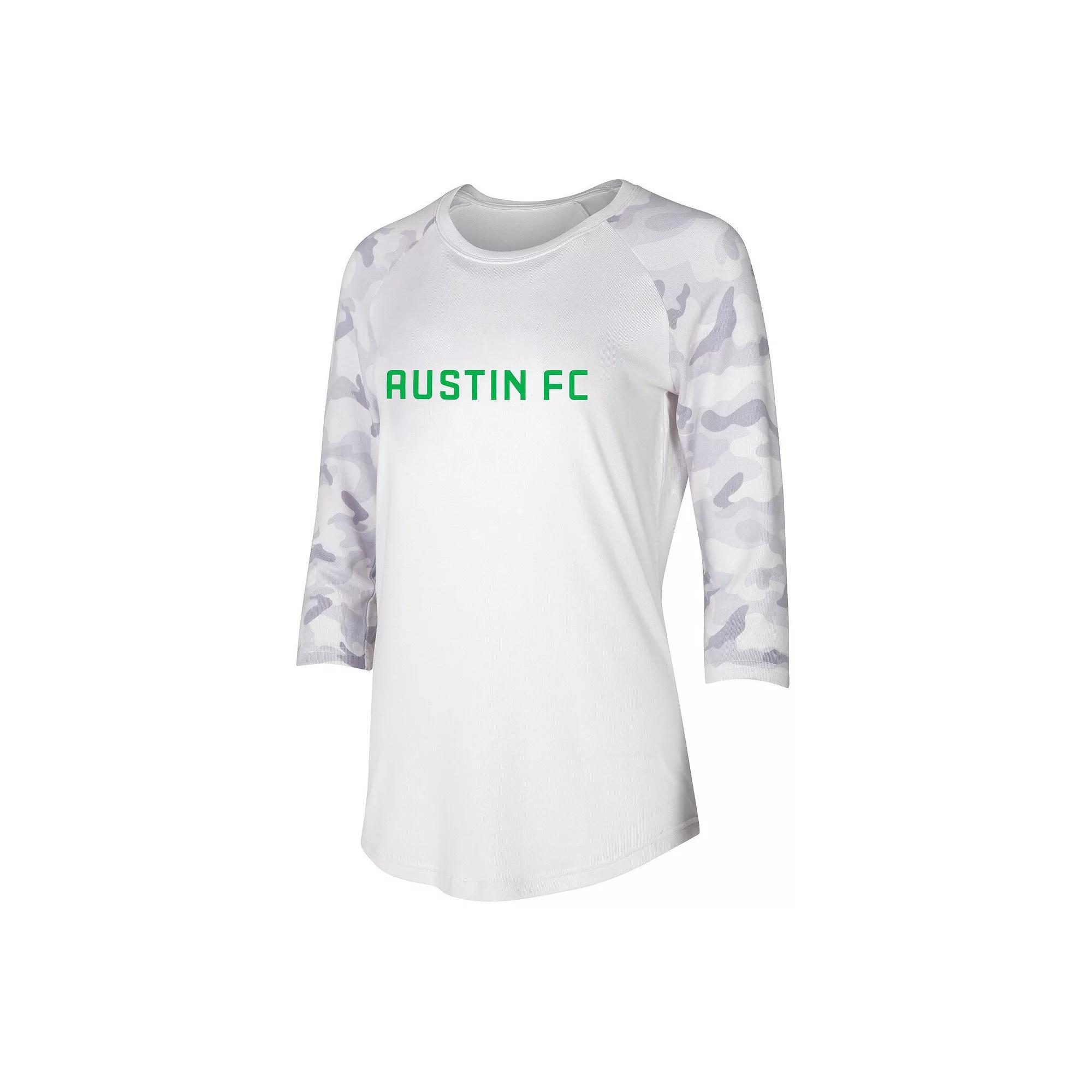 Womens Concepts Sport Cream/Gray Austin FC Composite 3/4-Sleeve Raglan Top Product Image
