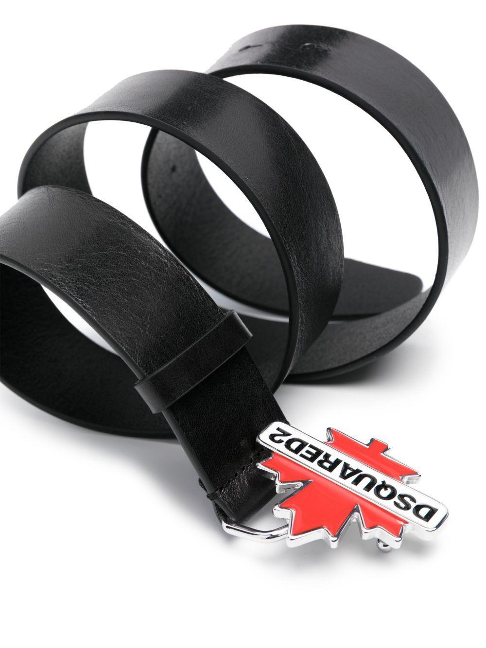 logo-plaque calf leather belt Product Image