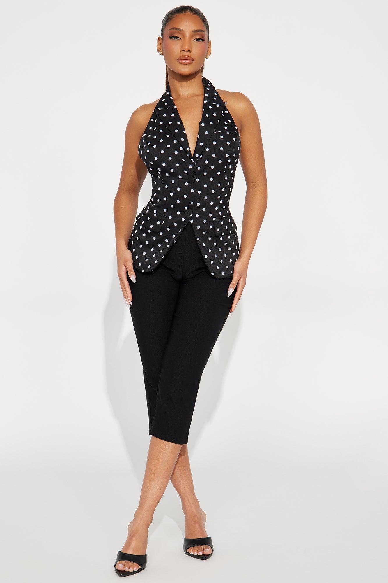 Amber Polka Dot Halter Vest - Black/White Product Image